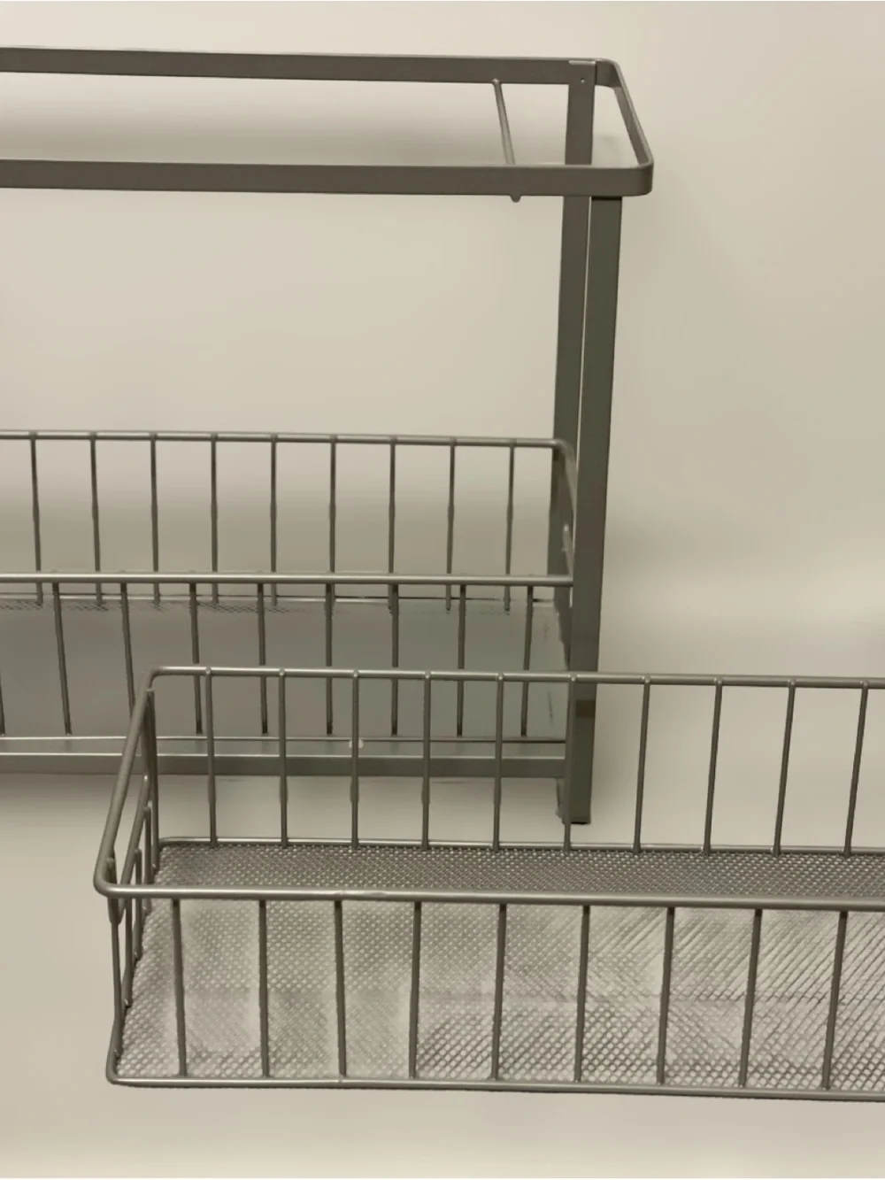 Brightroom Two-Tier Metal Storage Basket Shelf in Gray - Maximize Storage Space